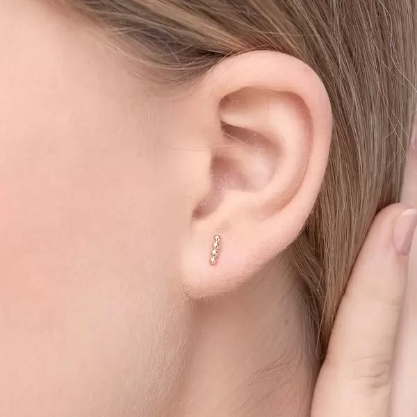 Leaf Jewelry Ohrstecker 4 Kugel, 14K Rosegold Großer Ausverkauf