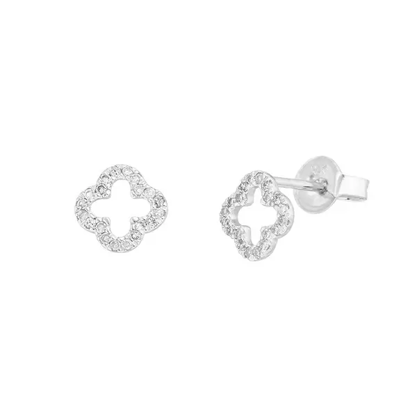 Leaf Jewelry Ohrstecker Clover mit Diamanten, 18 K Weissgold Online Shopping