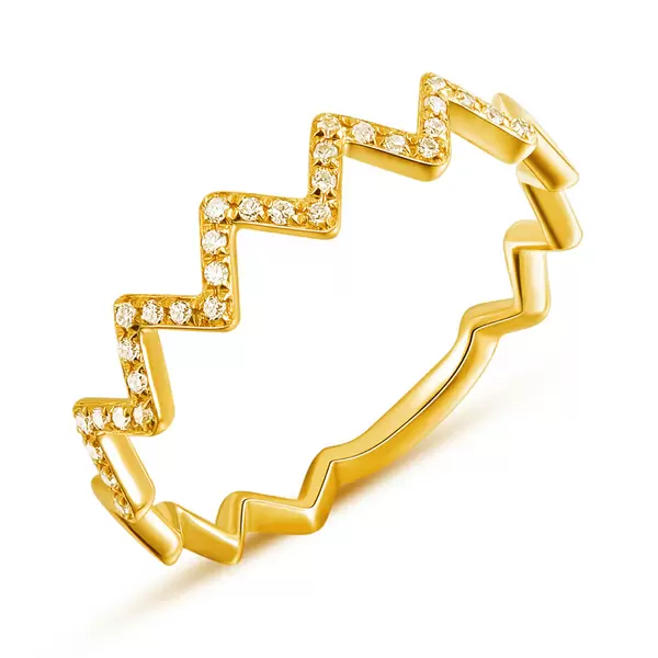 Leaf Jewelry Ring Flash mit Diamanten, 18 K Gelbgold Exklusivangebot