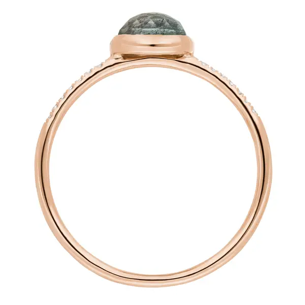 Leaf Jewelry Ring Labradorit mit Diamanten, 14K Rosegold Preisnachlass