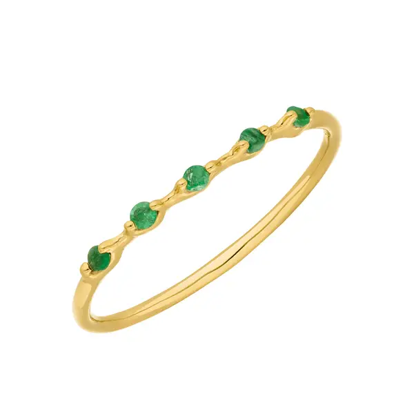 Leaf Jewelry Ring mit 5 Smaragden, 14K Gelbgold Saisonschlussverkauf