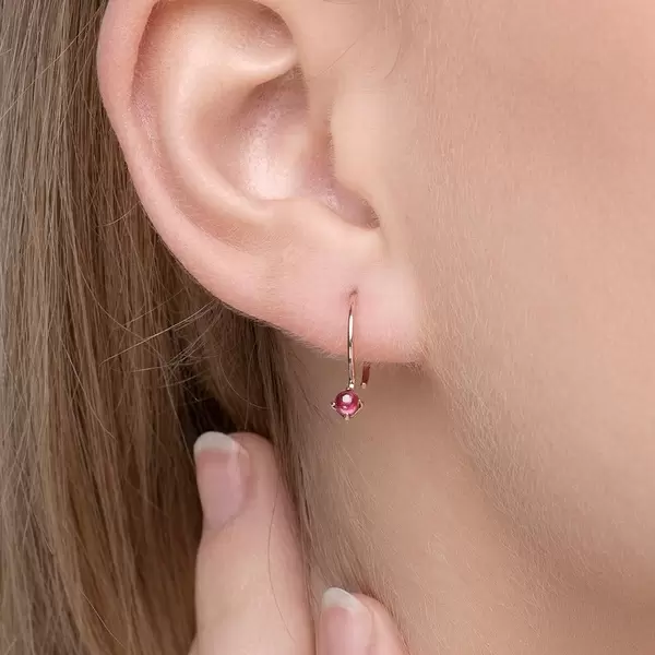 Leaf Jewelry Ohrringe Cabochon, Rubin, 14 K Roségold Black Friday