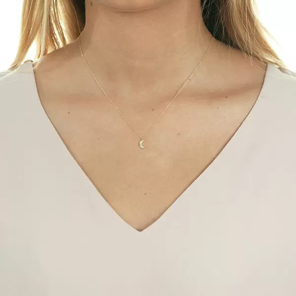 Leaf Jewelry Halskette Halbmond, 18 K Gelbgold Muttertagsangebot