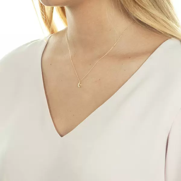 Leaf Jewelry Halskette Halbmond, 18 K Gelbgold Muttertagsangebot
