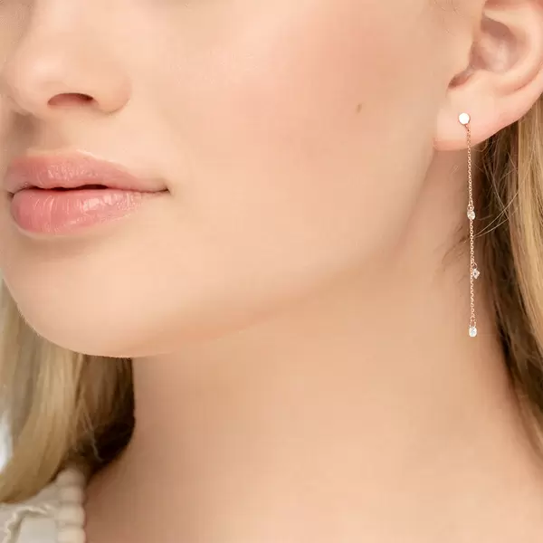 Leaf Jewelry Ohrringe Pure Chain mit Diamanten, 18 K Rosegold Vatertagsangebot