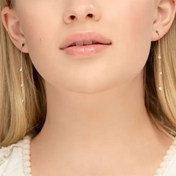 Leaf Jewelry Ohrringe Pure Chain mit Diamanten, 18 K Rosegold Vatertagsangebot