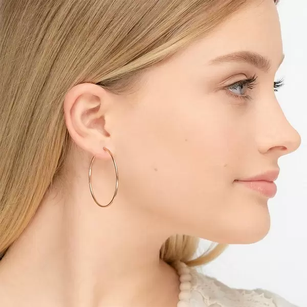 Leaf Jewelry Creole Rund L, 40mm, 14 K Rosegold Heißer Verkauf