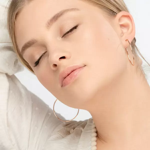 Leaf Jewelry Creole Rund L, 40mm, 14 K Rosegold Heißer Verkauf