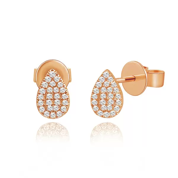 Leaf Jewelry Ohrstecker Drops mit Diamanten, 18 K Roségold Neueste Mode