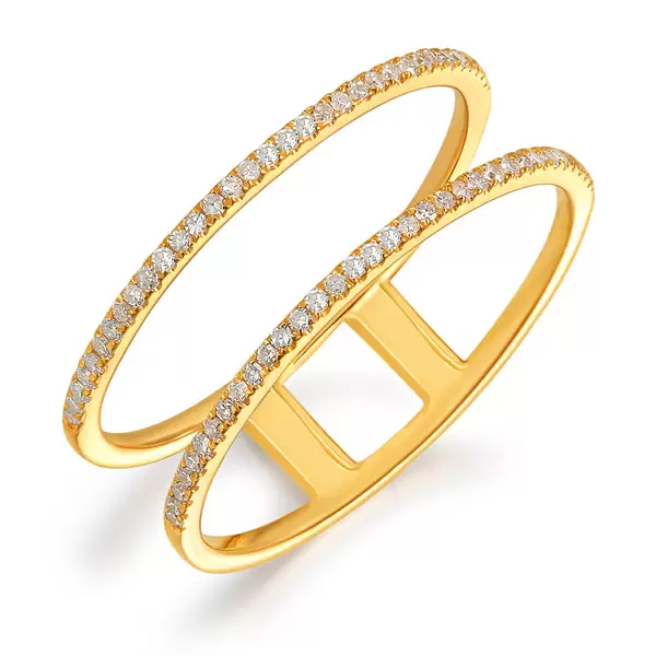 Leaf Jewelry Ring Double mit Diamanten, 18 K Gelbgold Zeitlich begrenztes Angebot