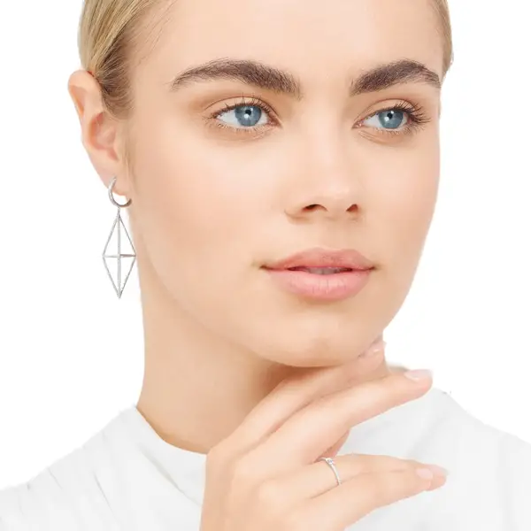 Leaf Jewelry Ohrringe Trapez mit Diamanten, 18 K Weißgold Exklusive Angebote