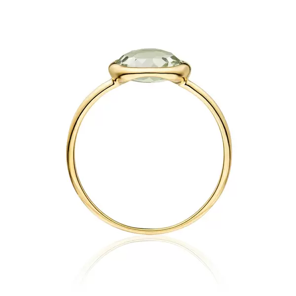 Leaf Jewelry Ring Grüner Amethyst, 14 K Gelbgold, Blitzangebot