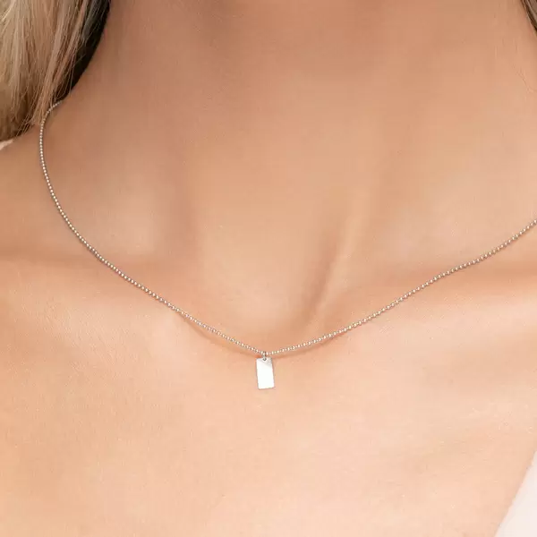 Leaf Jewelry Halskette Tiny Dog Tag, 14 K Weißgold Große Rabatte