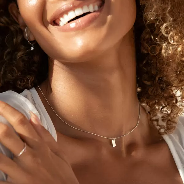 Leaf Jewelry Halskette Tiny Dog Tag, 14 K Weißgold Große Rabatte