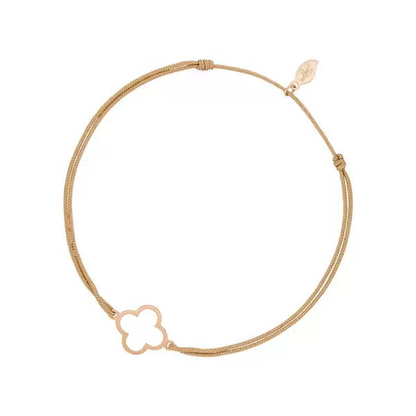 Leaf Jewelry Glücksbändchen GENTLE CLOVER, 14 K Rosegold, Beige Saisonale Angebote