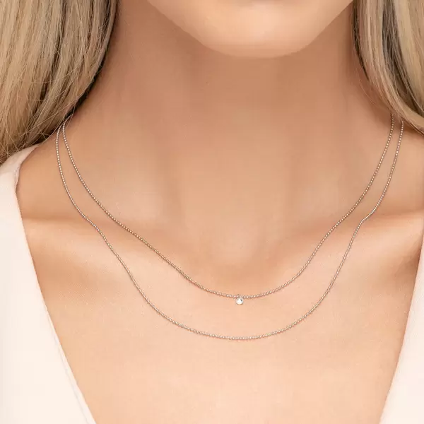 Leaf Jewelry Halskette Pure Double, Diamant, 14 K Weißgold Räumungsverkauf