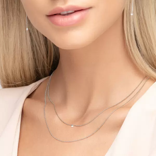 Leaf Jewelry Halskette Pure Double, Diamant, 14 K Weißgold Räumungsverkauf