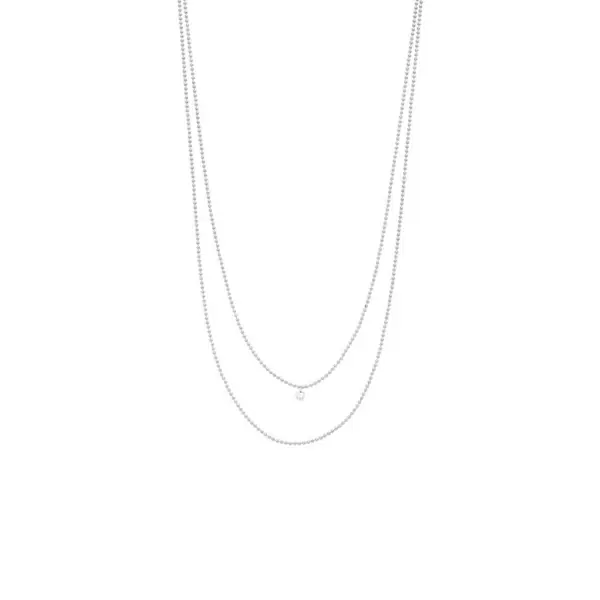 Leaf Jewelry Halskette Pure Double, Diamant, 14 K Weißgold Räumungsverkauf