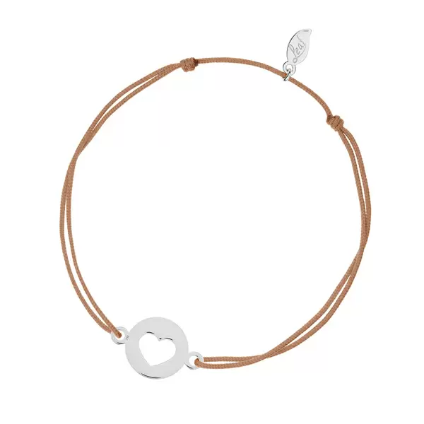 Leaf Jewelry Glücksbändchen Heart, 14 K Weißgold, Beige Riesige Ersparnisse