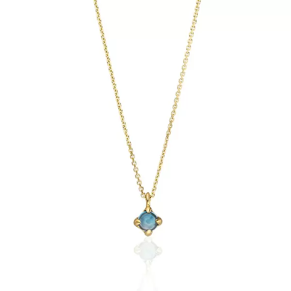 Leaf Jewelry Halskette Cabochon, Blauer Topas, 14 K Gelbgold VIP-Rabatte