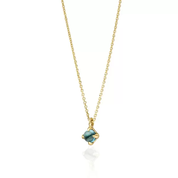 Leaf Jewelry Halskette Cabochon, Blauer Topas, 14 K Gelbgold VIP-Rabatte