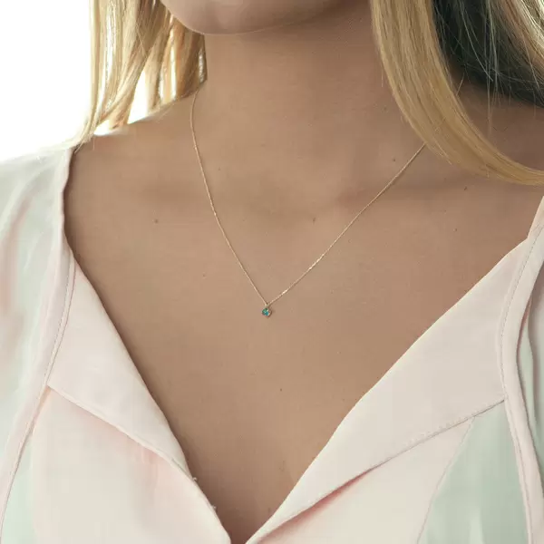 Leaf Jewelry Halskette Cabochon, Blauer Topas, 14 K Gelbgold VIP-Rabatte