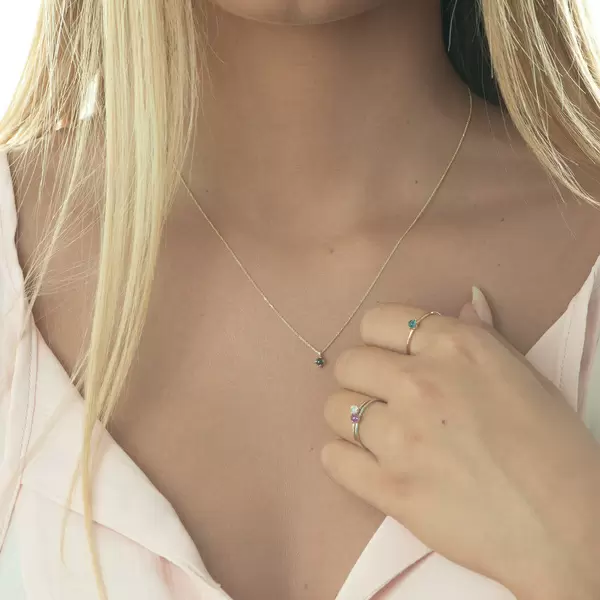 Leaf Jewelry Halskette Cabochon, Blauer Topas, 14 K Gelbgold VIP-Rabatte