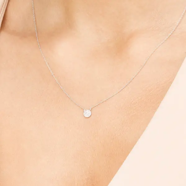 Leaf Jewelry Halskette Pavé mit Diamanten, 18 K Weissgold Tiefpreis