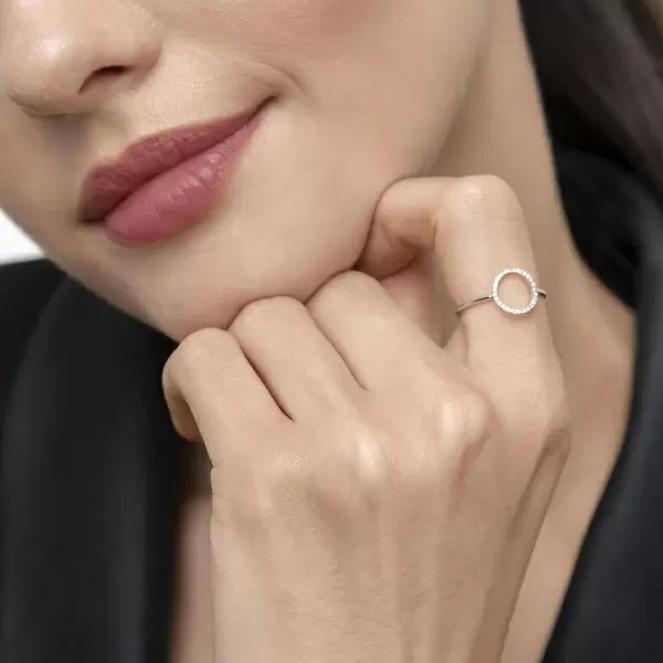Leaf Jewelry Ring Circle mit Diamanten, 18 K Weißgold Wochenangebot