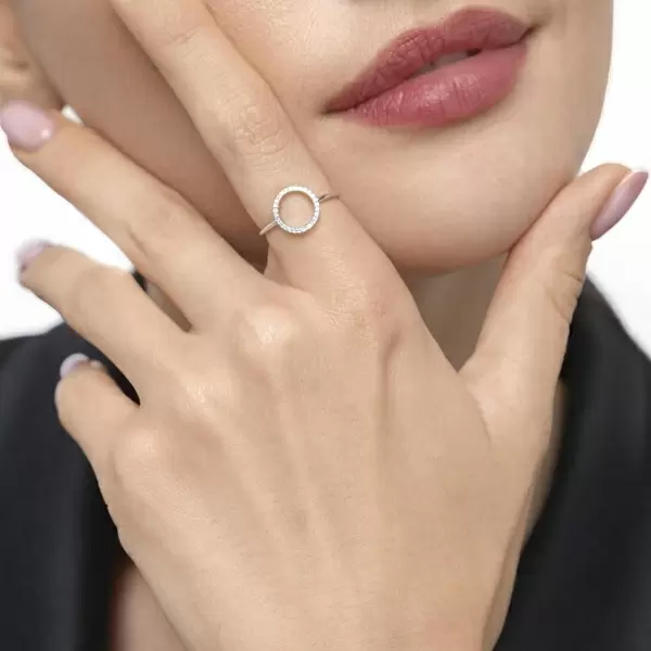 Leaf Jewelry Ring Circle mit Diamanten, 18 K Weißgold Wochenangebot