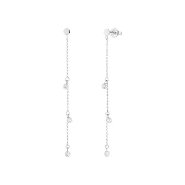 Leaf Jewelry Ohrringe Pure Chain mit Diamanten, 18 K Weissgold Letzte 3 Tage