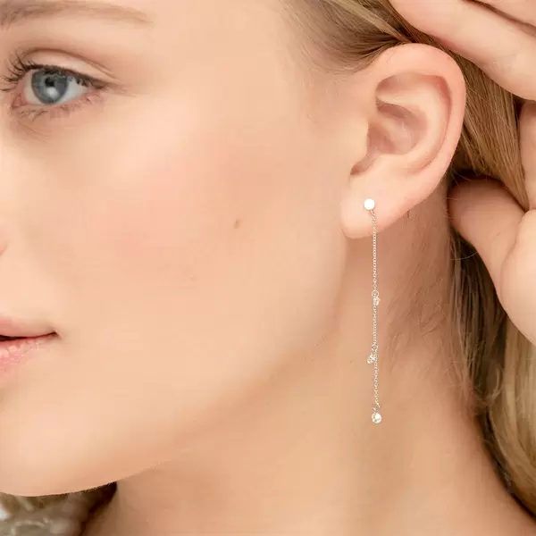 Leaf Jewelry Ohrringe Pure Chain mit Diamanten, 18 K Weissgold Letzte 3 Tage