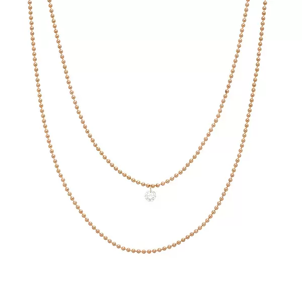 Leaf Jewelry Halskette Pure Double, Diamant, 14 K Rosegold Letzte 2 Tage