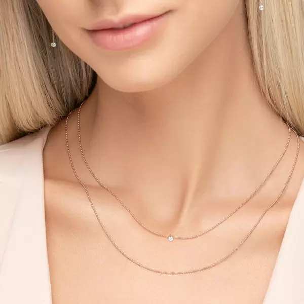 Leaf Jewelry Halskette Pure Double, Diamant, 14 K Rosegold Letzte 2 Tage