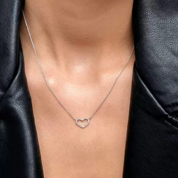 Leaf Jewelry Halskette Heart mit Diamanten, 18 K Weissgold Zeitbegrenzte Promotion