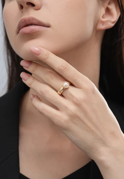 Leslii Ring gold Perle Saisonschlussverkauf