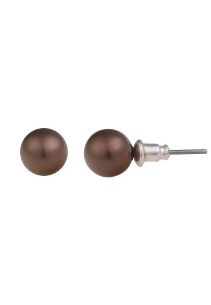 Leslii Damen-Ohrringe Daniela braune Perlen-Ohrringe Ohrstecker Modeschmuck Braun Online Outlet