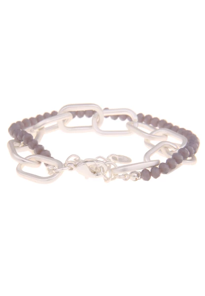 Leslii Armband Glieder Glasperlen in Silber Grau Fabrik Onlineshop