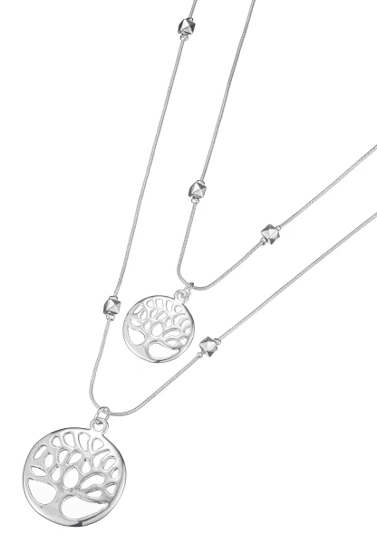 Leslii Lange Halskette Lebensbaum Layering in Silber Tiefpreis
