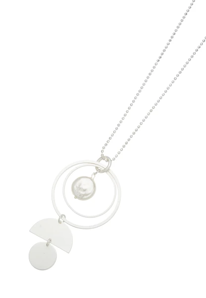 Leslii Lange Halskette Ringe Silber Weiß Wochenangebot
