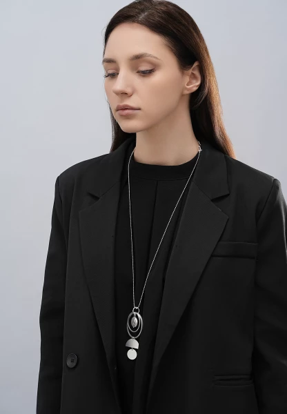 Leslii Lange Halskette Ringe Silber Weiß Wochenangebot