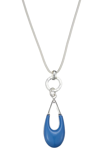 Leslii Lange Halskette Tropfen Silber Blau Zeitbegrenzte Promotion