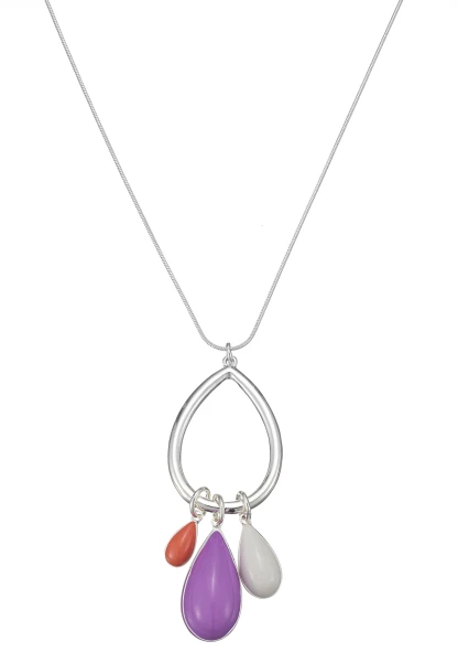 Leslii Lange Kette Tropfen in Silber Lila Nur für heute