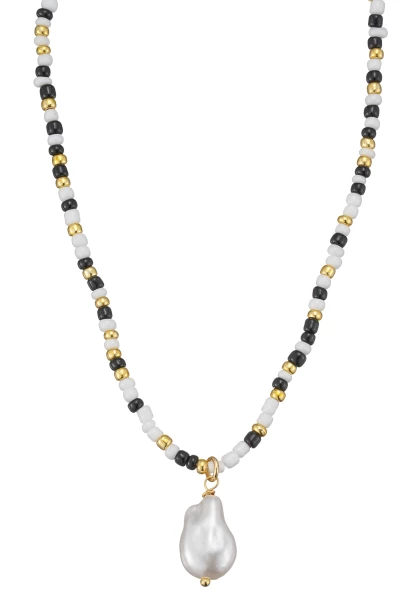 Leslii Kurze Kette Perle Schwarz Weiß Sonderangebot der Fabrik