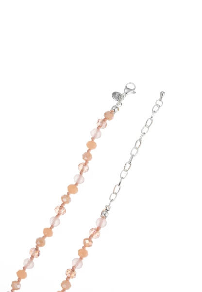 Leslii Lange Kette Herz Glasperlen Edelstahl Silber Beige Bis zu 55% Rabatt