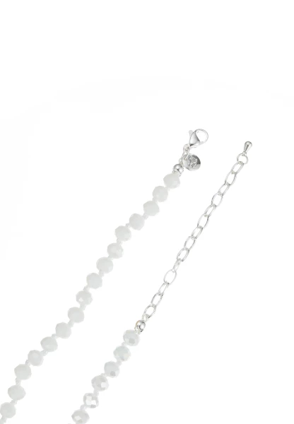 Leslii Lange Kette Herz Glasperlen Edelstahl Silber Weiß Nur noch ein Tag übrig