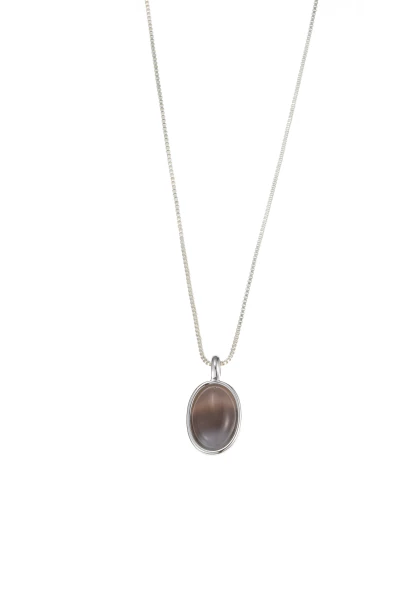 Leslii Kurze Kette Oval Stein Silber Khaki Clearance-Verkauf