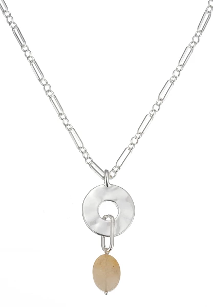Leslii Lange Halskette Stone Silber Braun Speichern exportieren