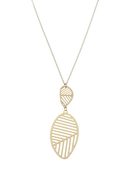 Leslii Lange Kette Blatt Edelstahl Gold Online