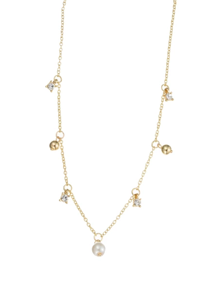 Leslii Kurze Kette Perle Kristall Gold Angebote